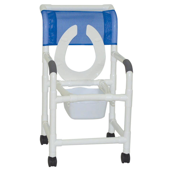 MJM International Superior Shower Chair With Flip Front Seat And Square Pail Cover Up View