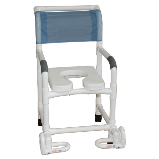 MJM International Superior Shower Chair With Soft Seat Deluxe Elongated And Individual Folding Footrests View