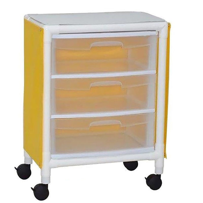 MJM International White Yellow Isolation Universal Cart With 3 Slide Out Drawers View
