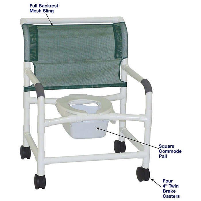 MJM International Wide Shower Chair With Square Pail Detailed View