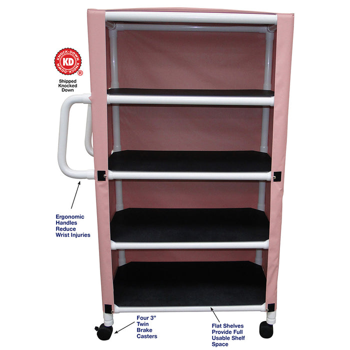 MJM International Wineberry Mid Size Four Shelf Linen Cart Detailed View