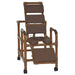 MJM International Wood Tone Brown Reclining Shower Chair With Soft Seat And Leg Extension View