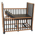 MJM International Wood Tone PVC Frame Pediatric Crib bed With Side Rails Mid Down Elevated Head View