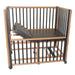 MJM International WoodTone PVC Frame Pediatric Crib bed With Side Rails Down Elevated Head View