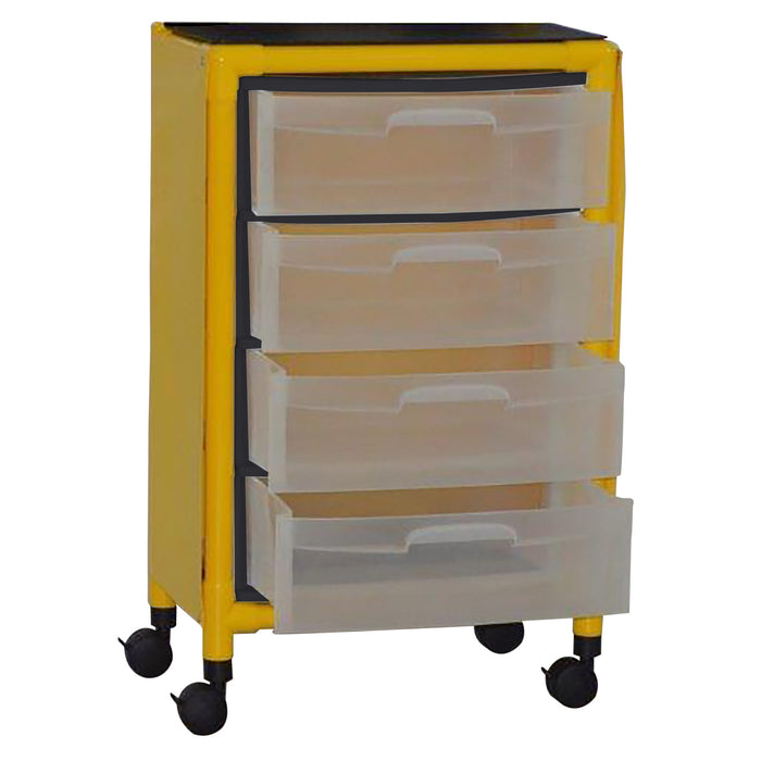 MJM International Yellow Isolation Cart Station 4 Open Drawer View
