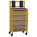 MJM International Yellow Isolation Universal Cart With Top Writing Shelf And Glove Dispenser Panel 4 Drawer View