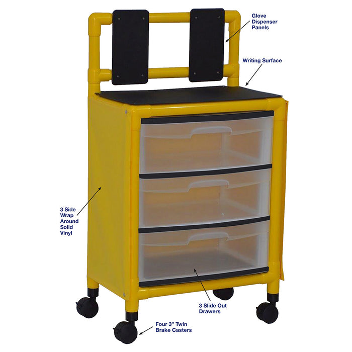 MJM International | Isolation Cart Station w/ Top Writing Shelf - 3 Drawer