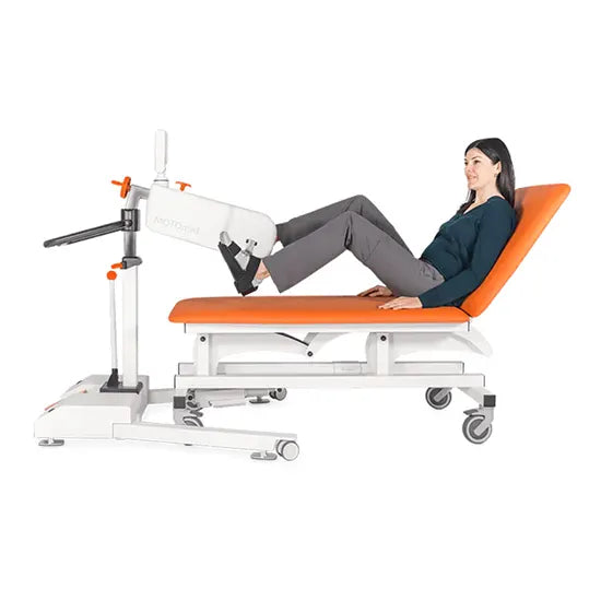 MOTOmed Layson Edition Mobile, Height-Adjustable Motor-Assisted Arm and Leg Training for Supine Rehabilitation Therapy with Sample Bed and Person