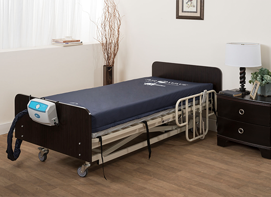 Medacure Air Wave Alternating Pressure Mattress with Low Air Loss In Bed Frame With Pump Inside Bedroom View