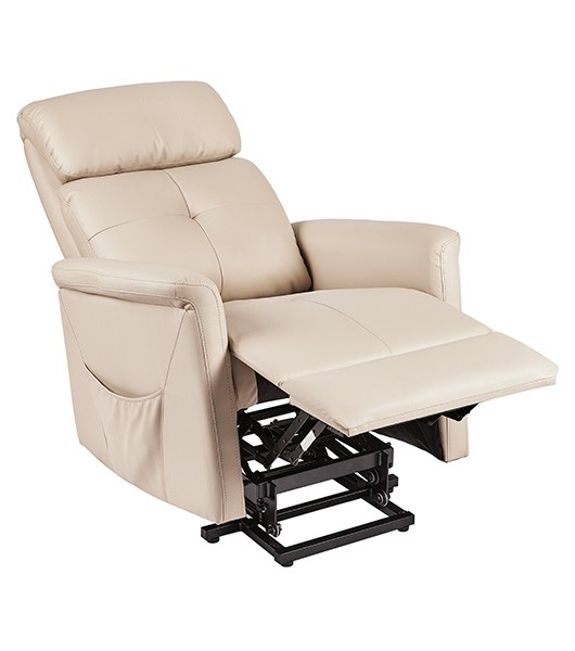 Medacure Beige 3 Position Power Lift Recliner For Senior Care With Padded Foam Elevated Legrests In Reclined Position View