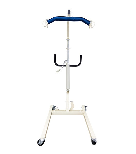 Medacure Free Spirit Deluxe Hydraulic Manual Patient Lift In Raised Position Front View