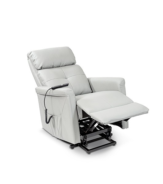 Medacure Grey 3-Position Power Lift Recliner For Senior Care With Padded Foam Elevated Legrests In Reclined Position View