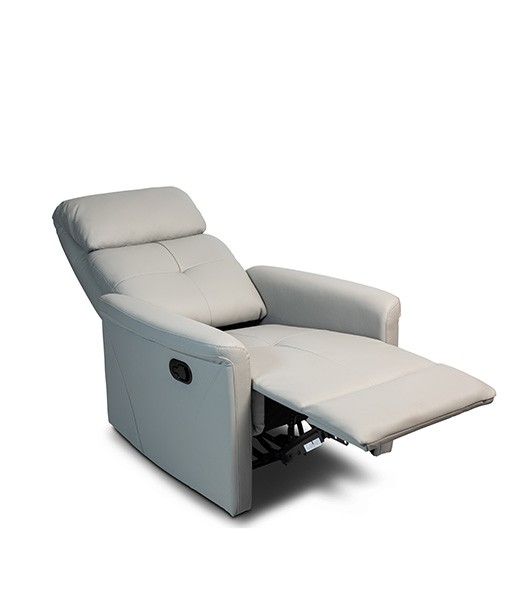 Medacure Light Grey Non-Rocking Recliner For Senior Care Padded Foam Partially Reclined With Elevated Legrest View