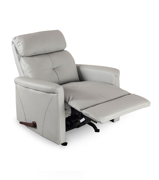 Medacure Light Grey Rocking Recliner For Senior Care With Padded Foam And Side Mounted Handle Elevated Legrests View