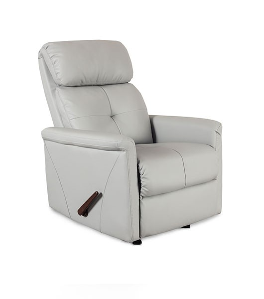 Medacure Light Grey Rocking Recliner For Senior Care With Padded Foam Side Mounted Handle View