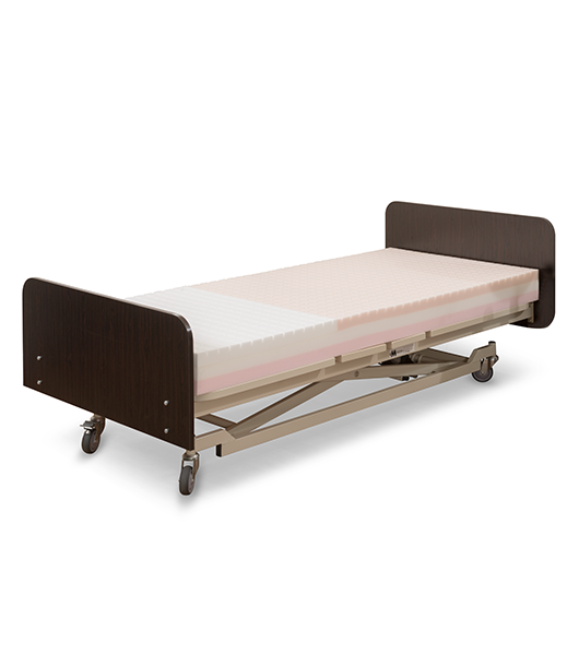 Medacure Proex Pressure Redistribution Mattress with Memory Foam No Cover In A Bed Frame Fully Flat Position View