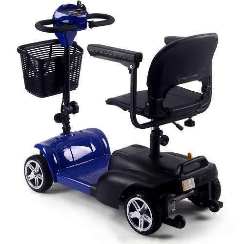 MotoTec Blue Foldable Mobility Scooter 24V 250W Left Rear View