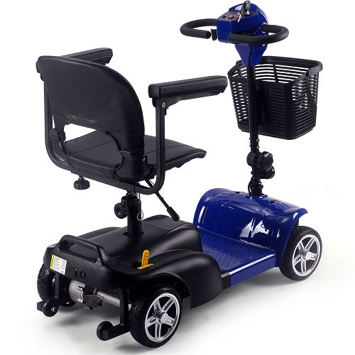 MotoTec Blue Foldable Mobility Scooter 24V 250W Right Rear View