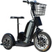 MotoTec Electric Trike 48v 800w 16 Inch Front 12 Inch Rear Tires With Removable Seat And Large Front Basket In Right Side View