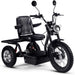 MotoTec Electric Trike 60V 1800W All Terrain 24 Inch Front 18 Inch Rear Tires And Seat With Backrest And Flip Armrest In Front Right View
