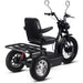 MotoTec Electric Trike 60V 1800W All Terrain 24 Inch Front 18 Inch Rear Tires And Seat With Backrest And Flip Armrest In Right Rear View