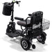MotoTec Folding Mobility Electric Trike 48V 1000W With Large Rear Basket Flip Up Arms Control Panel Front Storage And 11 Inch Tires Left Side Rear View