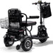 MotoTec Folding Mobility Electric Trike 48V 1000W With Large Rear Basket Flip Up Arms Control Panel Front Storage And 11 Inch Tires Right Side Rear View
