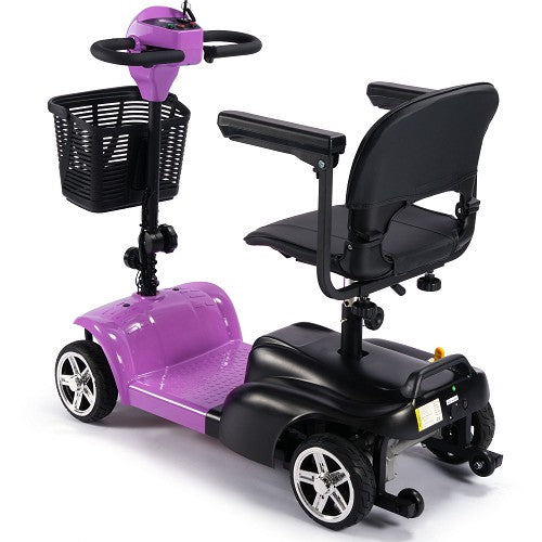 MotoTec Pink Foldable Mobility Scooter 24V 250W Left Rear View
