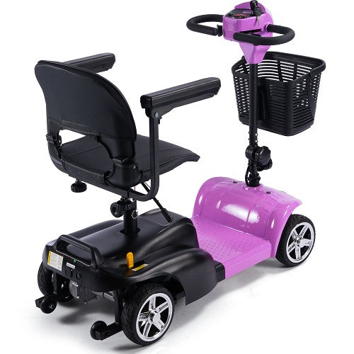 MotoTec Pink Foldable Mobility Scooter 24V 250W Right Rear View