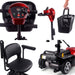 MotoTec Red Foldable Mobility Scooter 24V 250W Control Panel Basket Handle Bar Cushion Seat With Flip Up Arms And Rear View
