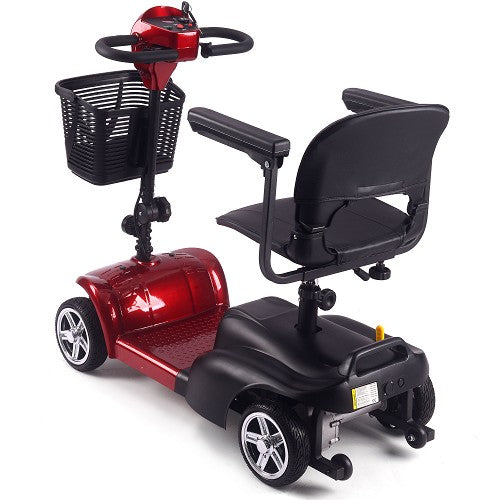 MotoTec Red Foldable Mobility Scooter 24V 250W Left Rear View