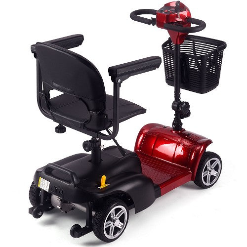 MotoTec Red Foldable Mobility Scooter 24V 250W Right Rear View