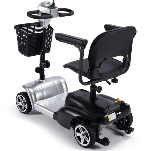 MotoTec Silver Foldable Mobility Scooter 24V 250W Left Rear View