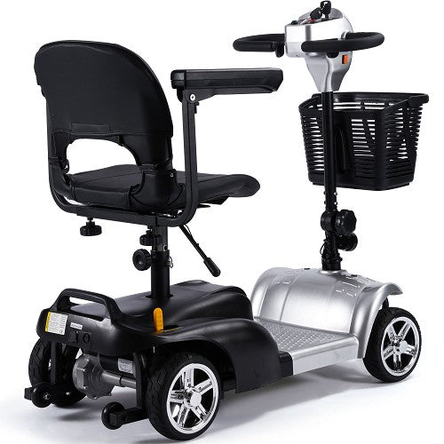 MotoTec Silver Foldable Mobility Scooter 24V 250W Right Rear View