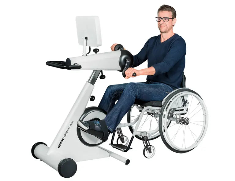 Neuro Rehab Recovery System MOTOmed Muvi Arm and Leg Therapy Trainer for Mobility, Strength and Cardiovascular Rehabilitation Sample Photo with a Human Being