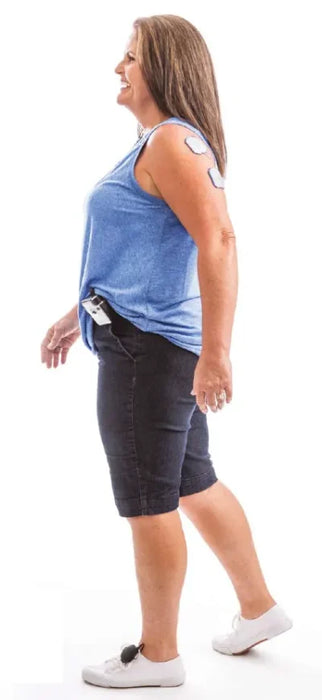 Neuro Rehab Recovery ODFS Pace XL Neuro Rehabilitation System for Drop Foot, Stroke, Multiple Sclerosis and Upper Motor Neuron Conditions FDA-Cleared FES/NMES Foot-Controlled Stimulator Sample Photo with a Woman Using It