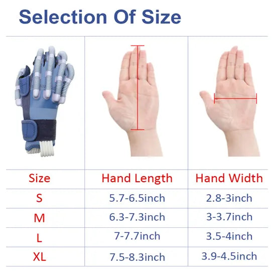 Neuro Rehab Recovery Advanced XFT G1 Hand Rehab Glove, Stroke Therapy and Hand Mobility Support Size Chart