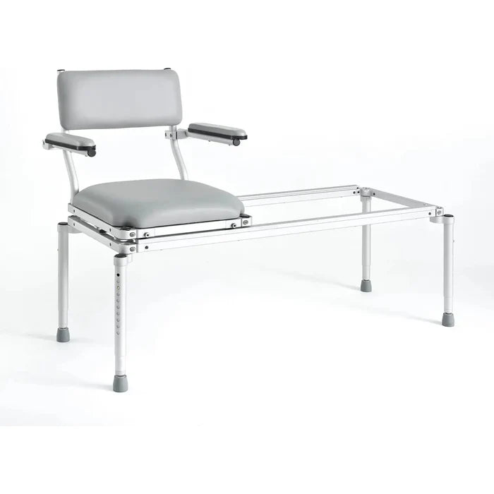 NuProdx MC5300XX Stationary Shower Chair And Tub Transfer Slider With Padded Backrest Flip Up Armrest Cushion Seat Tub Transfer Extended Slider View