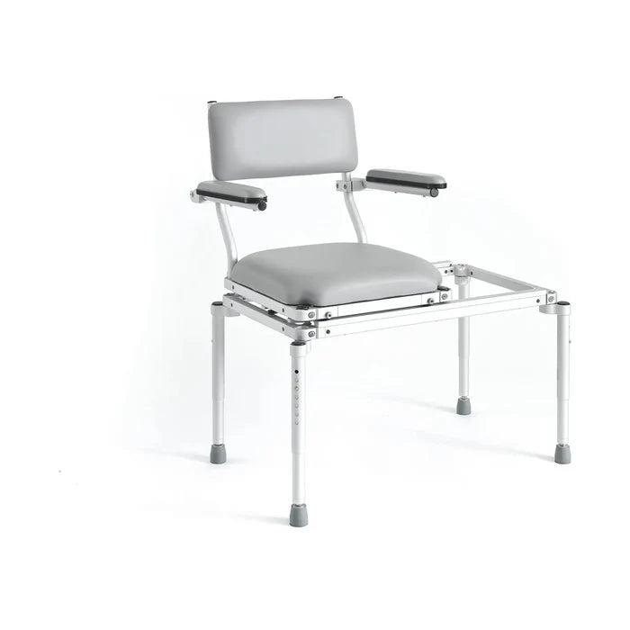 NuProdx MC5300XX Stationary Shower Chair And Tub Transfer Slider With Padded Backrest Flip Up Armrest Cushion Seat Tub Transfer Slider View