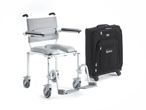 Nuprodx MC4000TX Portable Shower And Commode Chair With Flip Up Cantilever Arms Cloth Backrest Cushion Seat Swing Away Footrest And Carrying Case View