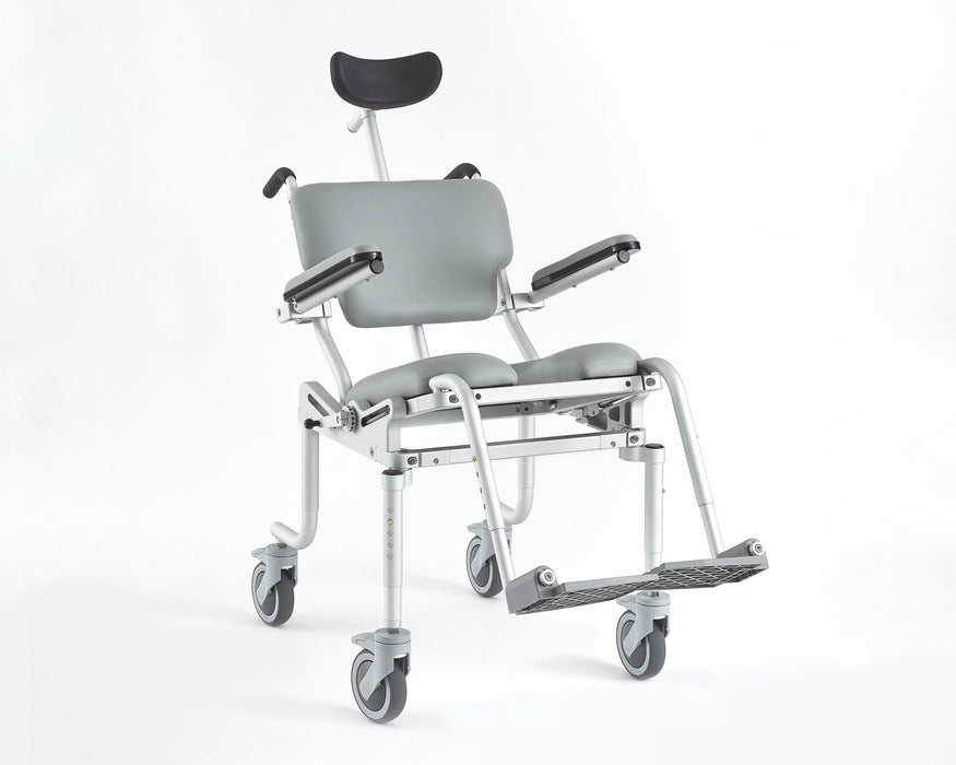 Nuprodx MC4000Tilt Portable Tilt in Space Shower Chair With Head Support Padded Backrest Cushion Seat Flip Up Arms And Swing Away Footrest In Tilt Position View