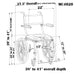Nuprodx MC4020 Lightweight User Propelled Shower Chair Dimension View