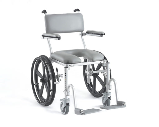 Nuprodx MC4020 Lightweight User Propelled Shower Chair With Padded Backrest Cushion Seat Flip Up Cantilever Arms Adjustable Footrest And Locking Caster Wheels View