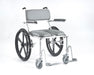 Nuprodx MC4224 Lightweight Heavy Duty Self Propelled Shower Commode Chair With Padded Backrest Flip Up Cantilever Swing Away Footrest And Derlin Caster Wheel View