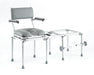 Nuprodx MC5000 Series All In One Commode Shower Chair And Tub Transfer With Padded Backrest Flip Up Arms Cushion Seat And Connector Bridge For Tub Transfer View