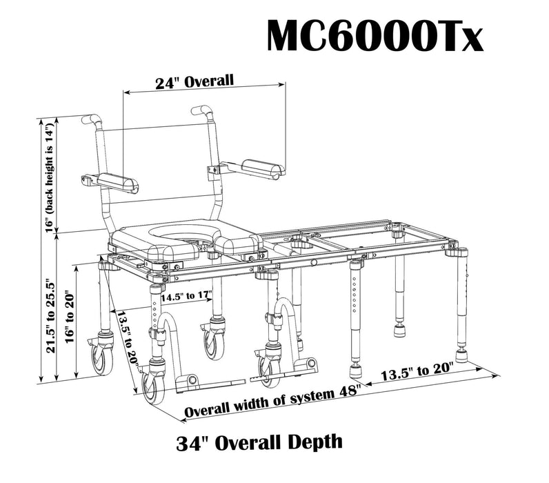 Nuprodx | MC6000TX All-in-One Travel Commode Chair Tub Transfer System