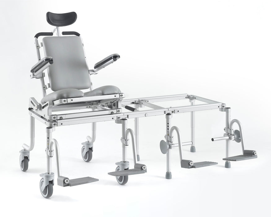 Nuprodx MC6000TiltPed Pediatric Tilt in Space Commode Chair Head Support Padded Backrest Flip Up Armrest Swing Away Footrest Tub Transfer System View
