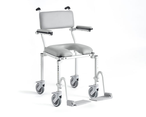 Nuprodx Multichair MC4000 Roll In Shower Commode Chair With Padded U Shaped Seat And Adjustable Legs View