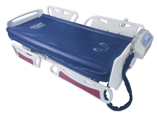 Obbomed Alternating Pressure Air Mattress with Self-Lateral Rotation Advanced Pressure Relief and Skin Protection with side bolsters (safety edges) tilted at an angle, its lateral rotation function