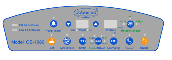 Control Panel Obbomed  UltraAir Alternating Pressure Mattress with Low Air for Enhanced Patient Safety and Comfort
